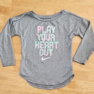 Nike Kids Gray Long Sleeve Tee with Colorful Print